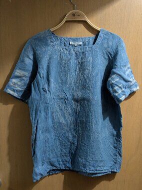 Saint Laurent YSL Rive Gauche indigo linen blouse - FR 36/US 4